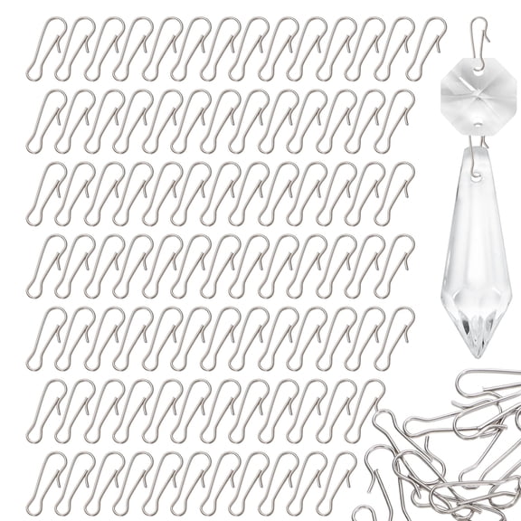Uxcell 100 Pack Chandelier Crystal Hooks, 1.18 x 0.35 Inch Connector Clips for Fasten Connecting [304 Stainless Steel]