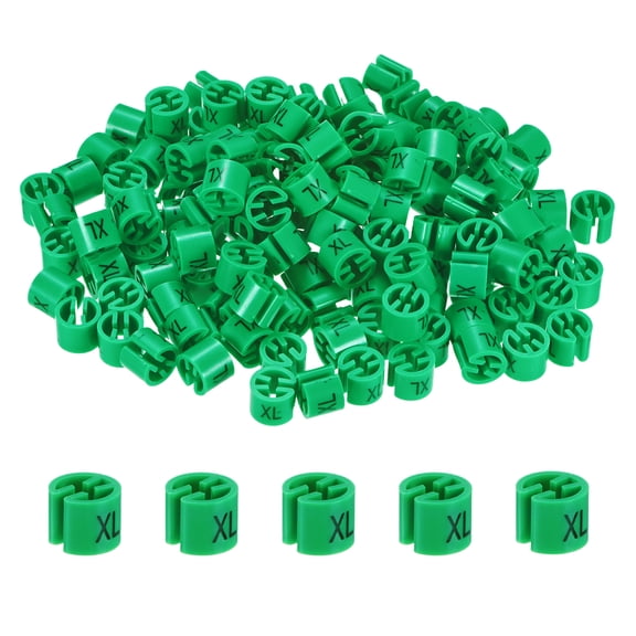 Uxcell 100-Pack Clothes Hanger Markers, Plastic XL Size Garment Color Coded Size Clips Fit 3mm-5mm Rod[Green]