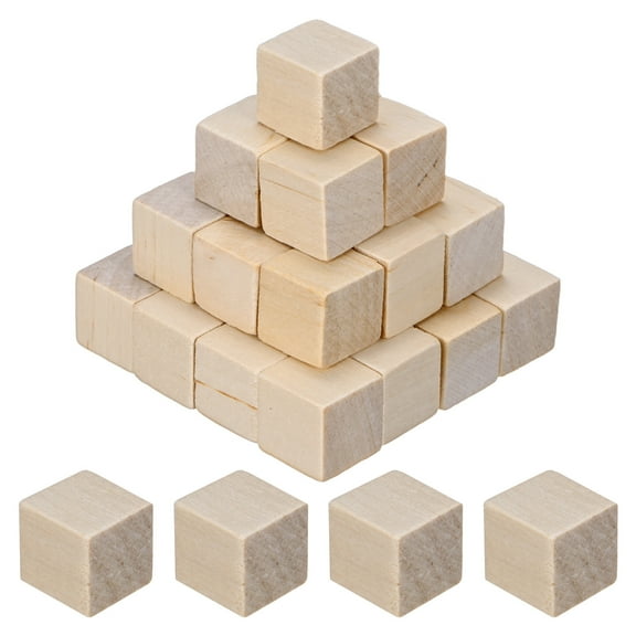 Uxcell 100-Pack DIY Wooden Cube, 1.5cm Square Colored Natural Wood Blocks, Natural Tone