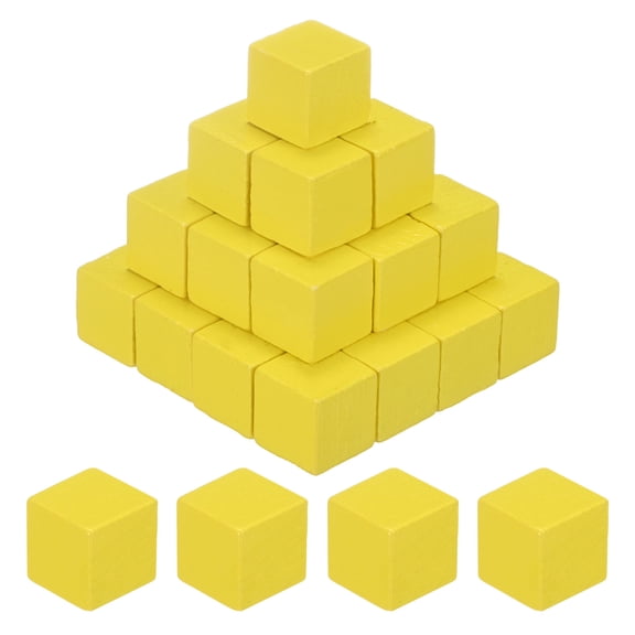 Uxcell 100-Pack DIY Wooden Cube, 1.5cm Square Colored Natural Wood Blocks, Yellow