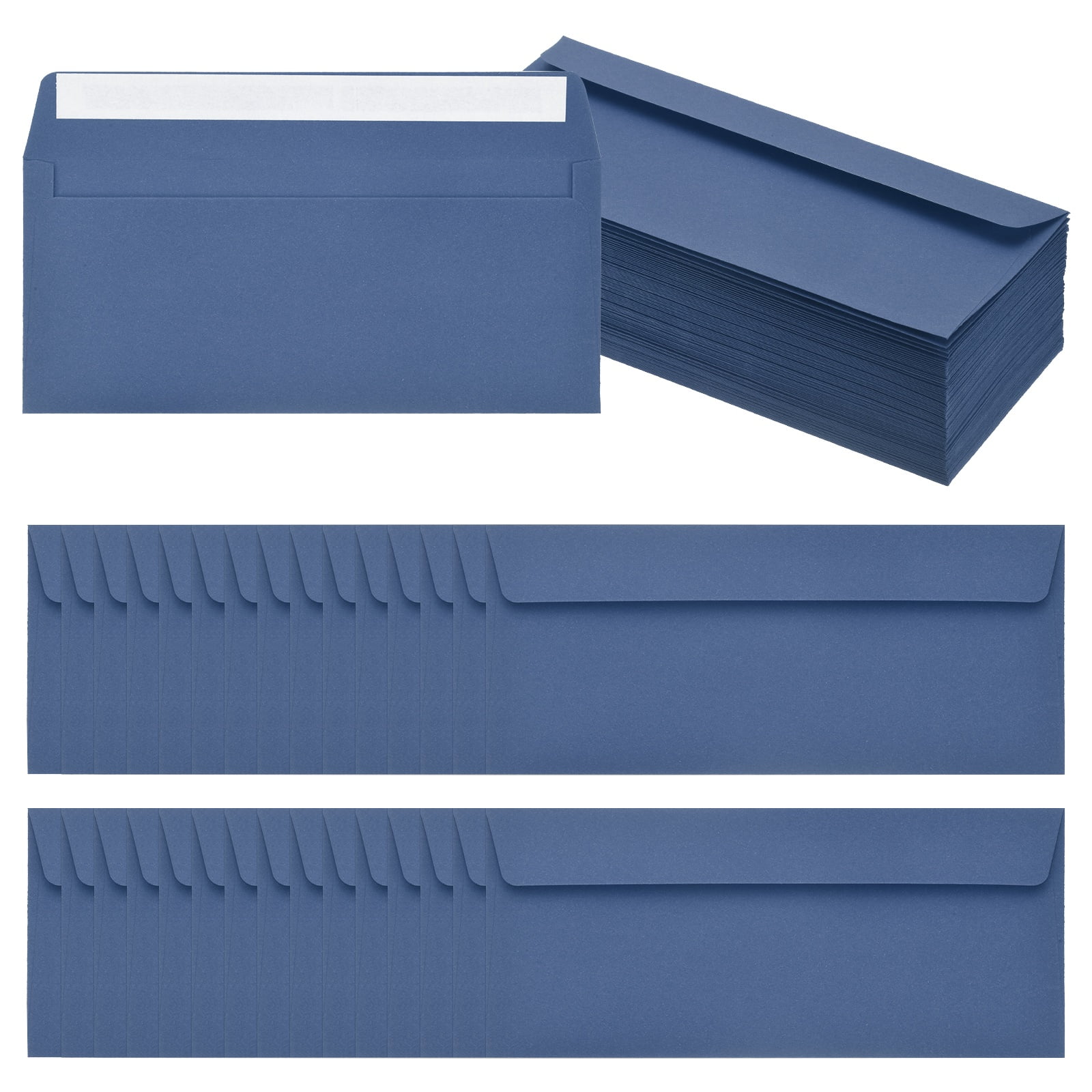 Uxcell 100 Pack Dark Blue #10 Business Envelopes, Colored Self Seal Letter Size