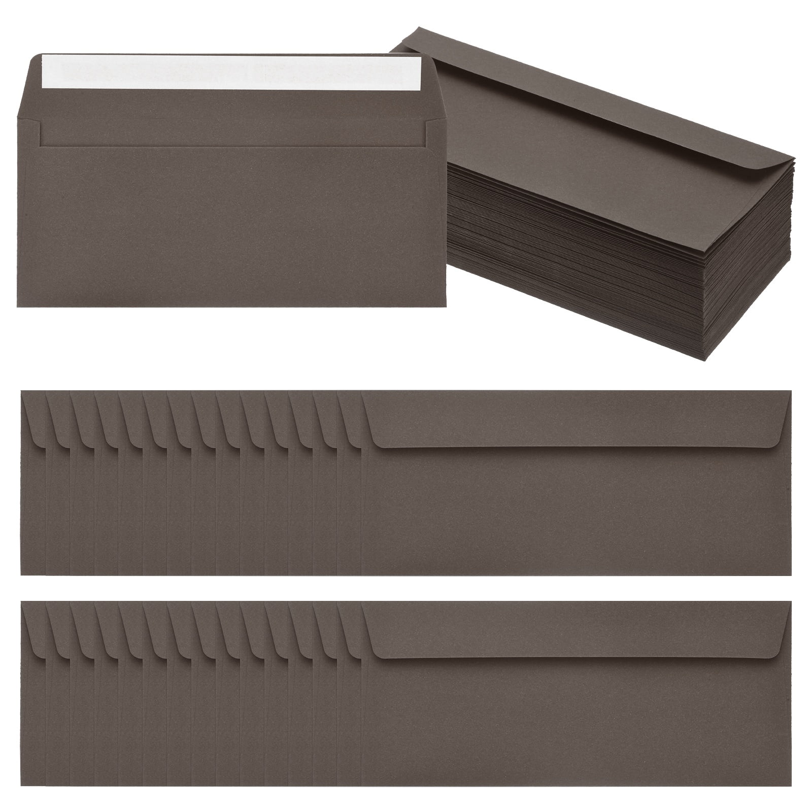 Uxcell 100 Pack Dark Coffee #10 Business Envelopes, Colored Self Seal Letter Size