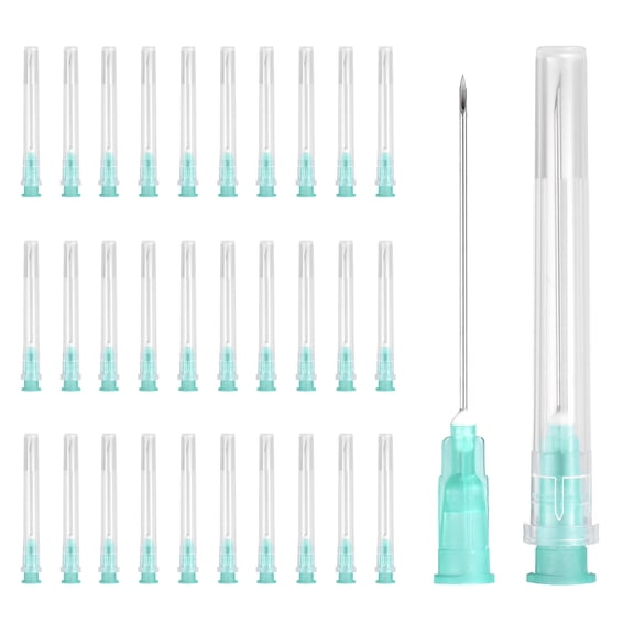 Uxcell 100 Pack Dispensing Needle 21 Gauge 1.5 Inch, Luer Lock Lab Dispensing Needle, Stainless Steel Tips for Laboratory Industrial Dispensing Refilling Inks Liquid Glue, (Green)