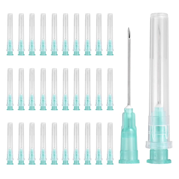 Uxcell 100 Pack Dispensing Needle 21 Gauge 1 Inch, Luer Lock Lab Dispensing Needle, Stainless Steel Tips for Laboratory Industrial Dispensing Refilling Inks Liquid Glue, (Light Green )