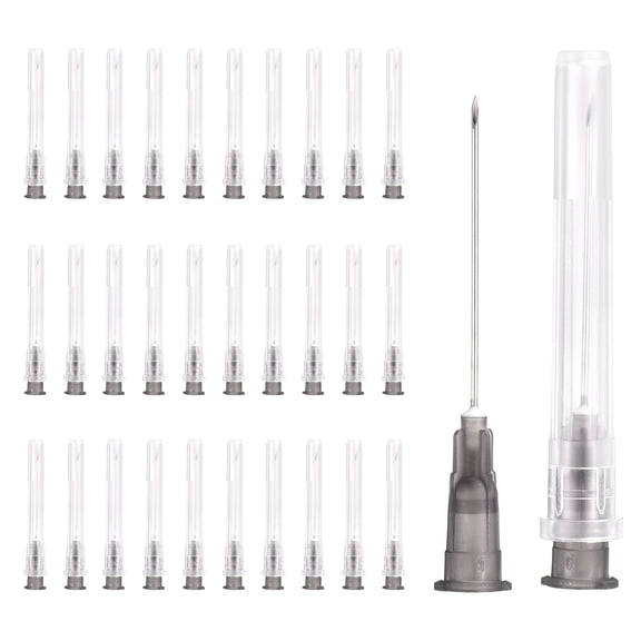 Uxcell 100 Pack Dispensing Needle 22 Gauge 1.3 Inch, Luer Lock Lab Dispensing Needle, Stainless Steel Tips for Laboratory Industrial Dispensing Refilling Inks Liquid Glue, (Black)
