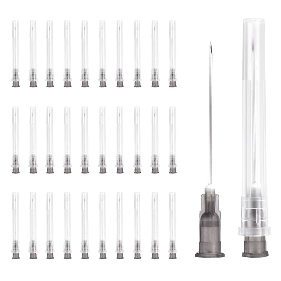 Uxcell 100 Pack Dispensing Needle 22 Gauge 1.5 Inch, Luer Lock Lab Dispensing Needle, Stainless Steel Tips for Laboratory Industrial Dispensing Refilling Inks Liquid Glue, (Black)