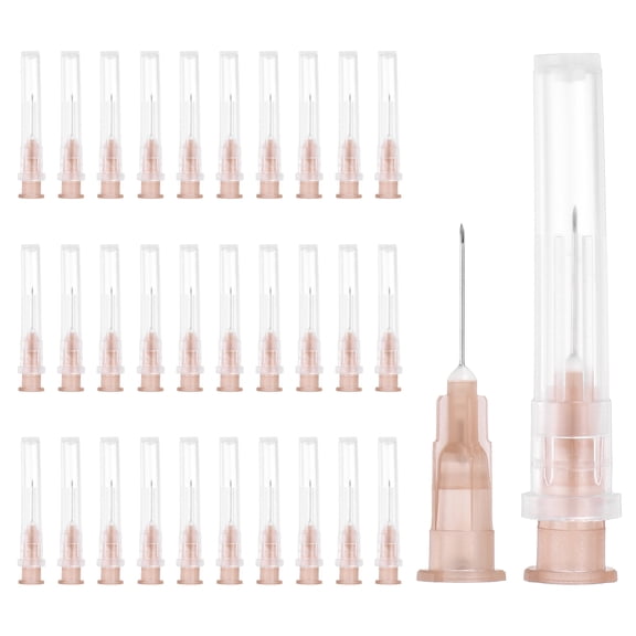Uxcell 100 Pack Dispensing Needle 26 Gauge 0.5 Inch, Luer Lock Lab Dispensing Needle, Stainless Steel Tips for Laboratory Industrial Dispensing Refilling Inks Liquid Glue, (Brown)