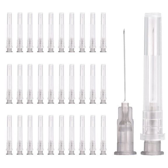 Uxcell 100 Pack Dispensing Needle 27 Gauge 1 Inch, Luer Lock Lab Dispensing Needle, Stainless Steel Tips for Laboratory Industrial Dispensing Refilling Inks Liquid Glue, (Gray)