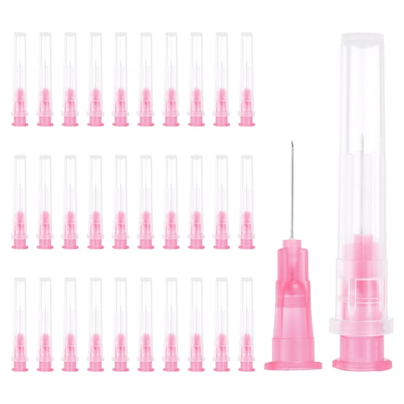 Uxcell 100 Pack Dispensing Needle 29 Gauge 0.5 Inch, Luer Lock Lab Dispensing Needle, Stainless Steel Tips for Laboratory Industrial Dispensing Refilling Inks Liquid Glue, (Red)