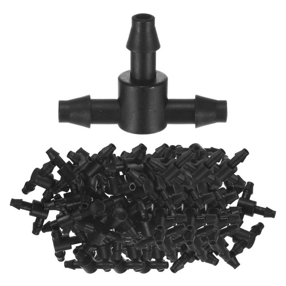 Uxcell 100-Pack Drip Irrigation Barbed Fittings, for 1/4 Inch Tees Tubing Connector Plastic Coupling Irrigation Parts