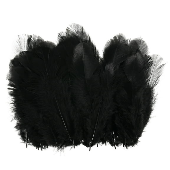Uxcell 100 Pack Feathers for Crafting Black 1.57-3.15 inch Natural Fluffy Feathers Plume for Wedding Decorations