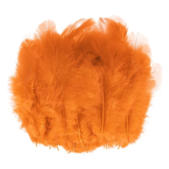 Uxcell 100 Pack Feathers for Crafting Orange 1.57-3.15 inch Natural Fluffy Feathers Plume for Wedding Decorations