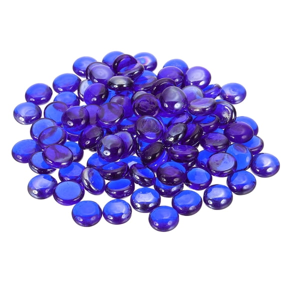 Uxcell 100 Pack Flat Glass Marbles, Decorative Glass Pebbles Gems Marble Beads Gemstone Vase Fillers Beads for Home Decorative Art Craft Vase Filler, Blue(17-19mm)