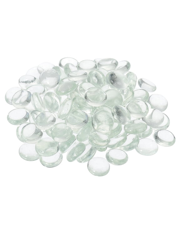100 Pack Flat Glass Marbles, Decorative Glass Pebbles Gems Marble Beads Gemstone Vase Fillers Beads for Home Decorative Art Craft Vase Filler, Clear(17-19mm)