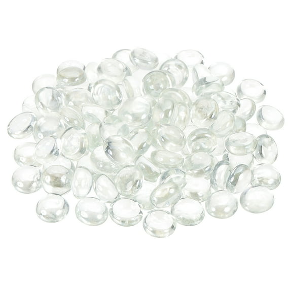 Uxcell 100 Pack Flat Glass Marbles, Decorative Glass Pebbles Gems Marble Beads Gemstone Vase Fillers Beads for Home Decorative Art Craft Vase Filler, Clear(12-14mm)