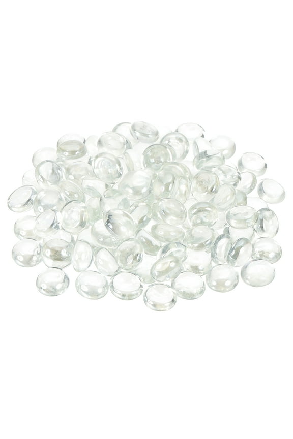100 Pack Flat Glass Marbles, Decorative Glass Pebbles Gems Marble Beads Gemstone Vase Fillers Beads for Home Decorative Art Craft Vase Filler, Clear(12-14mm)