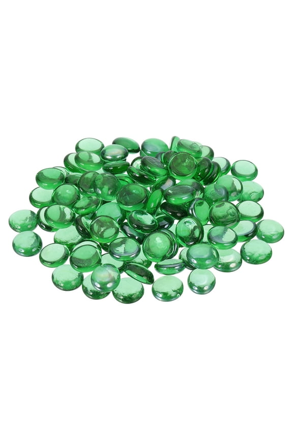 100 Pack Flat Glass Marbles, Decorative Glass Pebbles Gems Marble Beads Gemstone Vase Fillers Beads for Home Decorative Art Craft Vase Filler, Green(17-19mm)