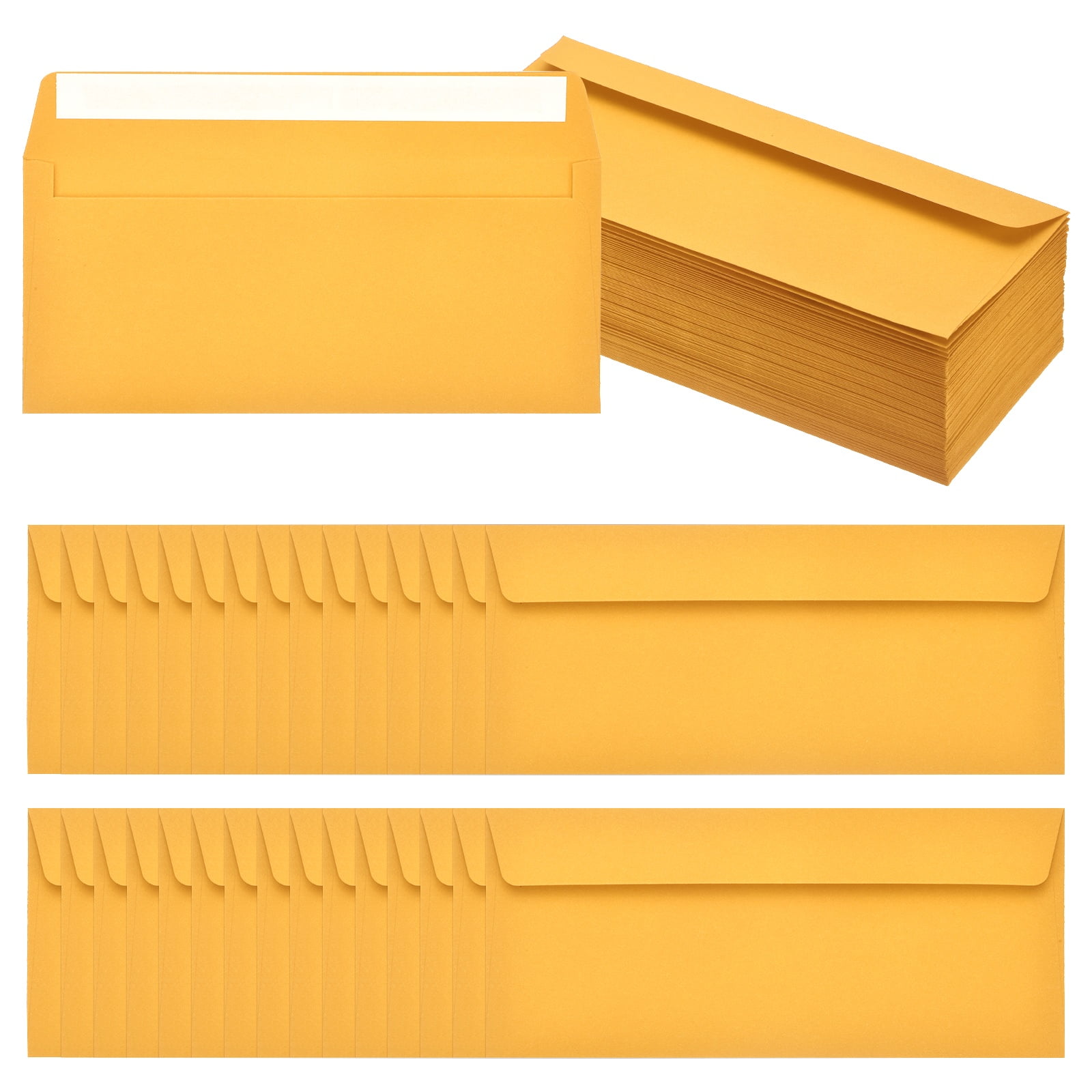 Uxcell 100 Pack Golden #10 Business Envelopes, Colored Self Seal Letter Size