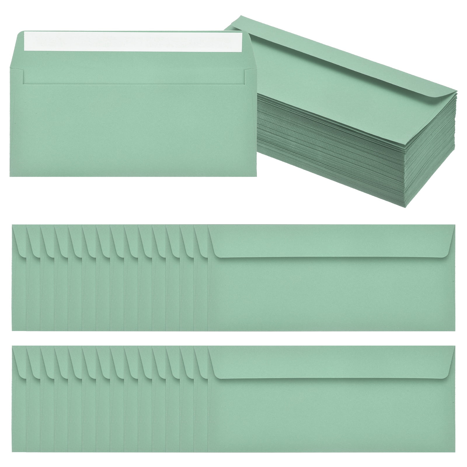 Uxcell 100 Pack Grass Green #10 Business Envelopes, Colored Self Seal Letter Size
