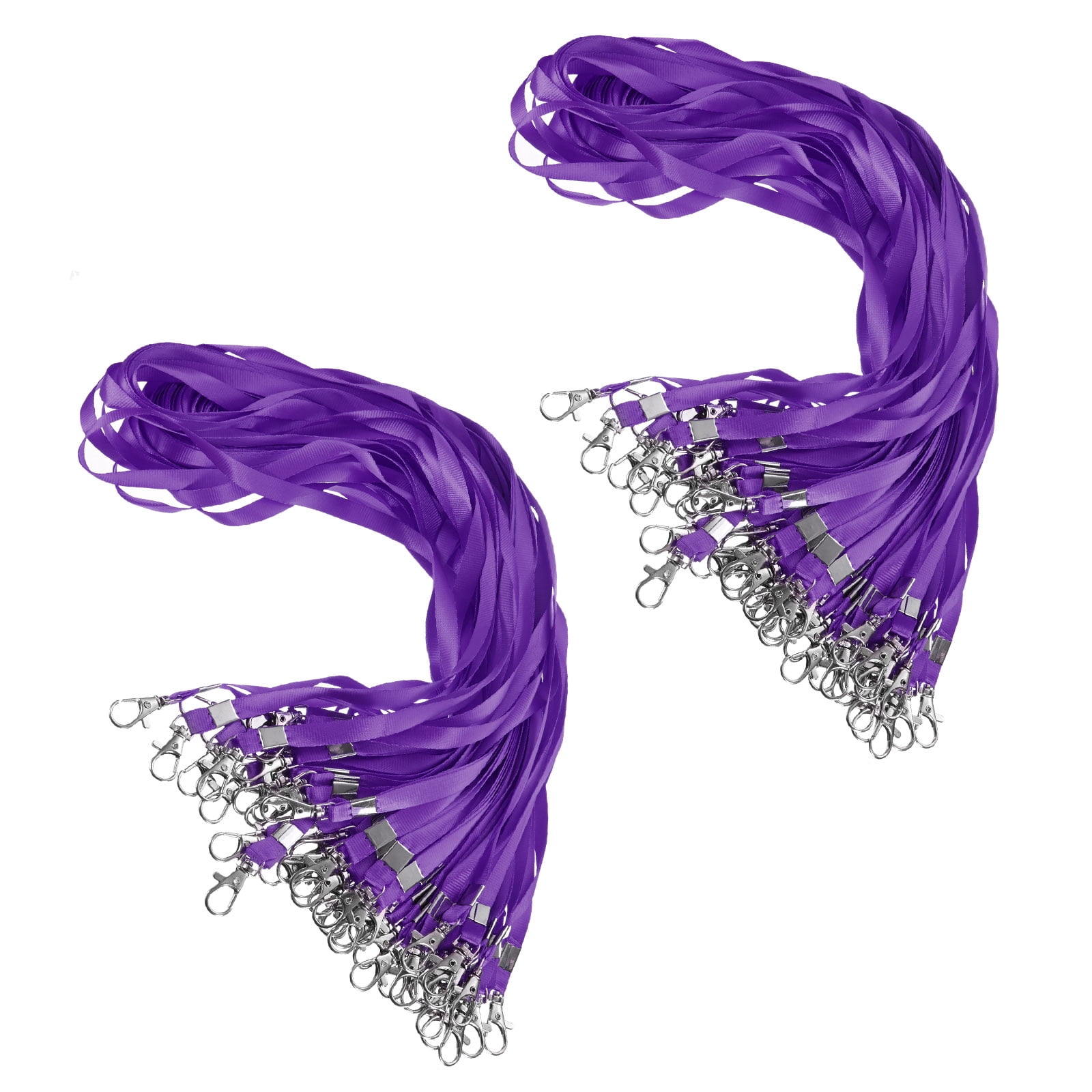 Uxcell 100-Pack Lanyards for ID Badges, Purple 0.4 in Wide Keychain Flat Neck Lanyard Strap with Swivel Hook Clip ID Holder Folder