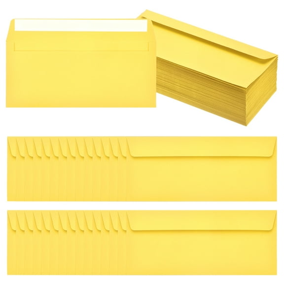 Uxcell 100 Pack Lemon Yellow #10 Business Envelopes, Colored Self Seal Letter Size