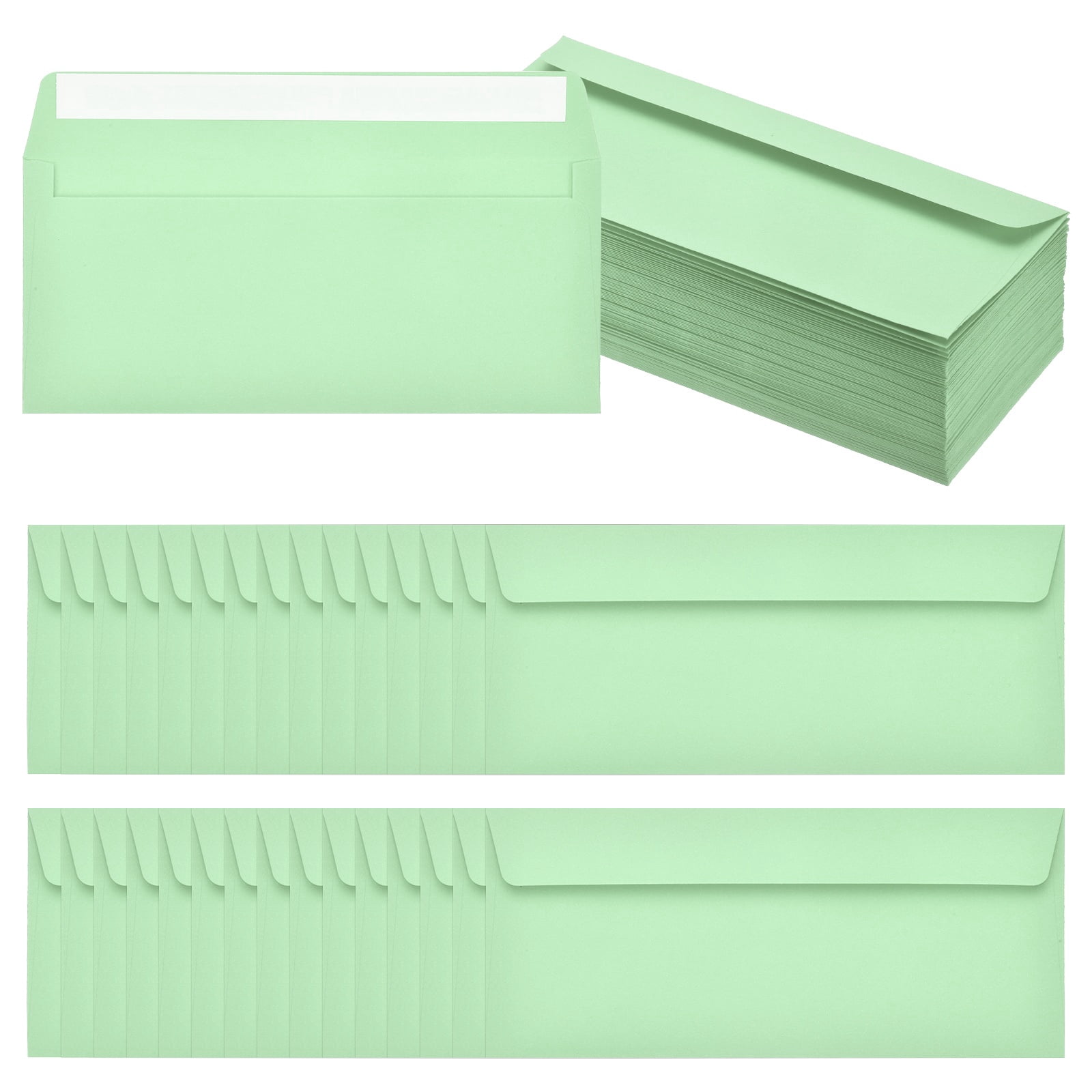 Uxcell 100 Pack Light Green #10 Business Envelopes, Colored Self Seal Letter Size