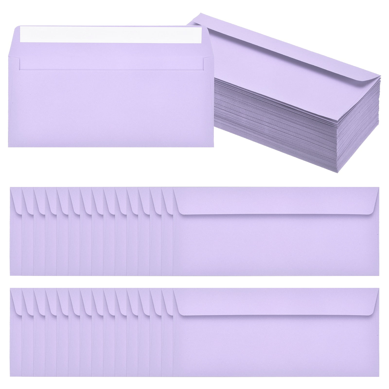 Uxcell 100 Pack Light Purple #10 Business Envelopes, Colored Self Seal Letter Size