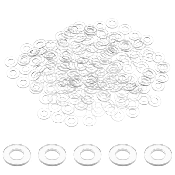 Uxcell 100-Pack M4 Plastic Flat Washers, 4mm ID 8mm OD 0.5mm Thick Plastic Clear Shower Door Handle Washers Spacer