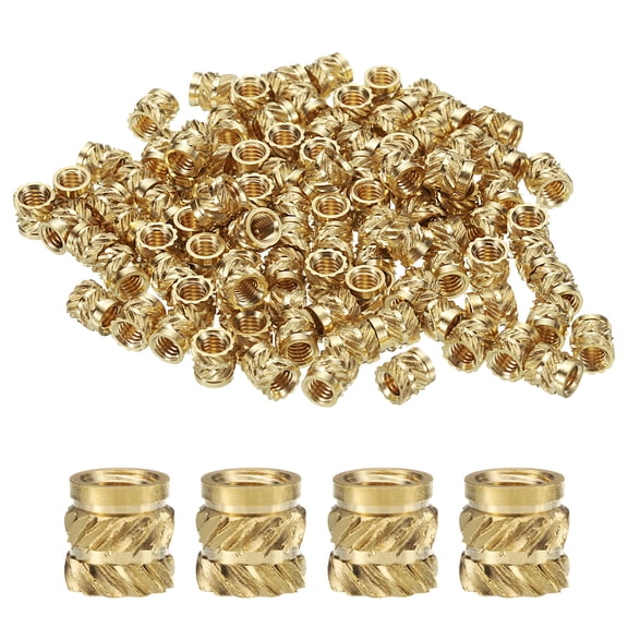 Uxcell 100Pcs M4 Threaded Inserts Brass Heat Set Insert M4x6mm, OD 6mm Knurled Nuts