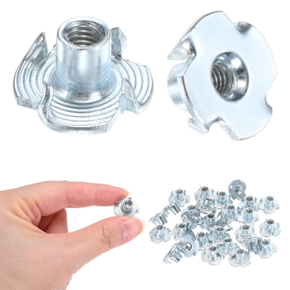 Uxcell 100-Pack M4x8mm T-nut, Carbon Steel4-Pronged Tee Nut Threaded Insert Corrosion Resistant Fasteners