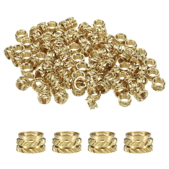 Uxcell 100 Pack M5 Threaded Inserts Brass Heat Set Insert M5x4mm, OD 7mm Knurled Insert Nuts
