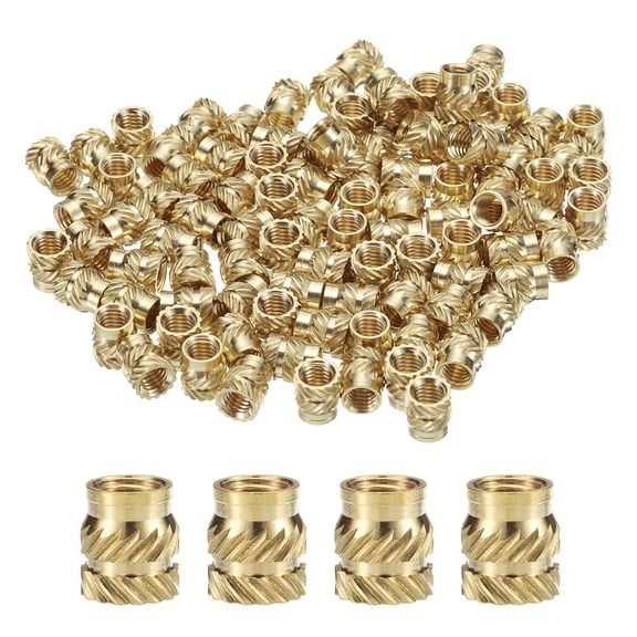 Uxcell 100 Pack M5 Threaded Inserts Brass Heat Set Insert M5x8mm, OD 7mm Knurled Insert Nuts