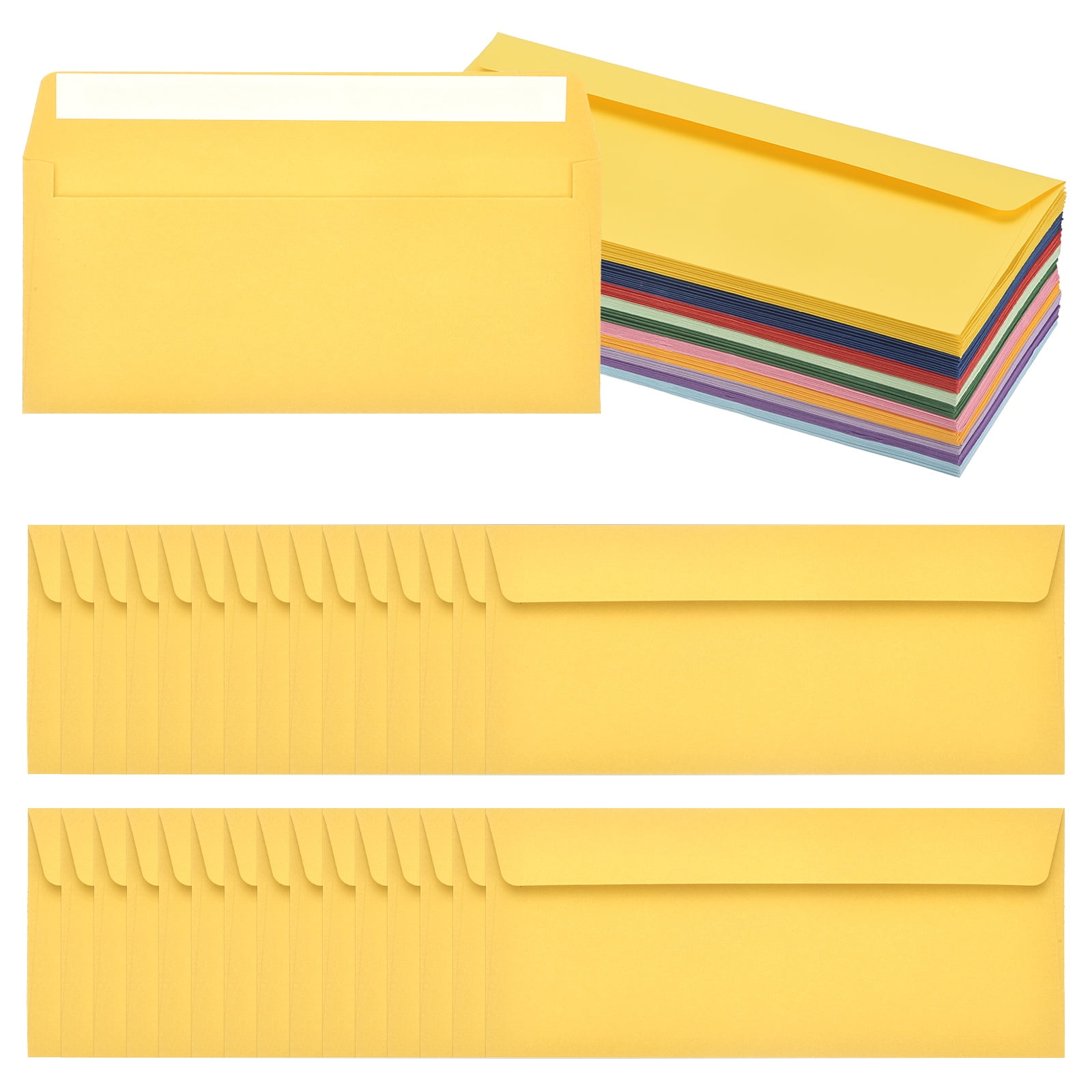 Uxcell 100 Pack Mixed Color #10 Business Envelopes, Colored Self Seal Letter Size