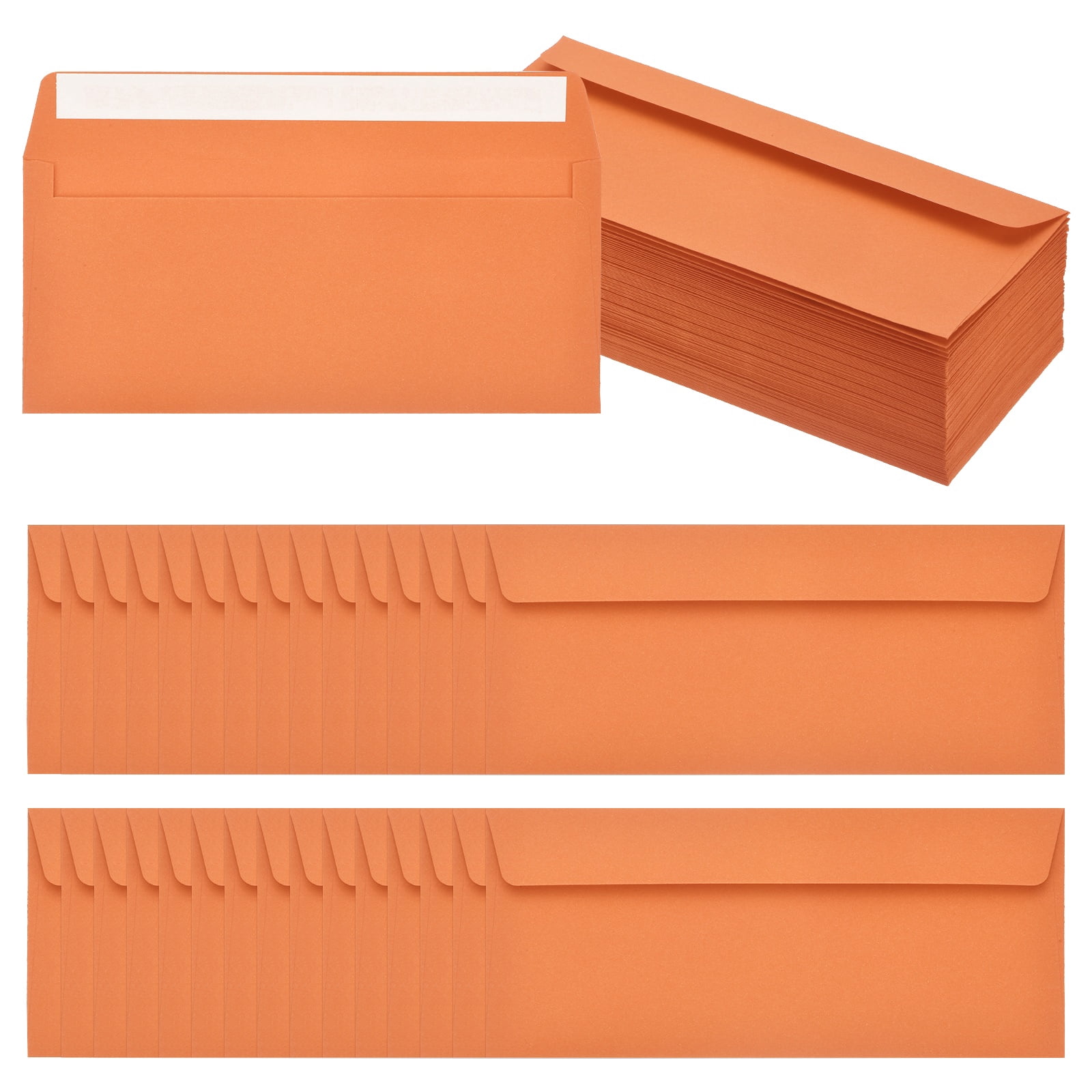 Uxcell 100 Pack Orange #10 Business Envelopes, Colored Self Seal Letter Size