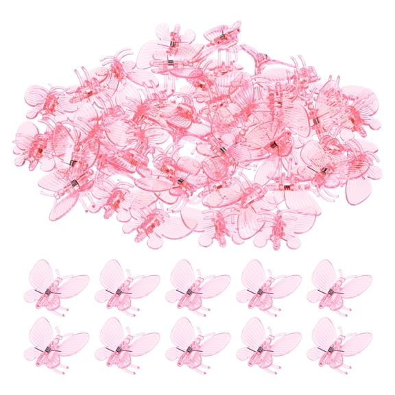 Uxcell 100-Pack Orchid Clips Plastic Garden Plant Clips Dragonfly Orchid Clips [Pink]