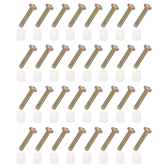 Uxcell 100 Pack Plastic Hinge Dowel Inserts, M4 x 10mm Furniture Pre-Inserted Nuts with Threaded with Metric Machine Screws, White