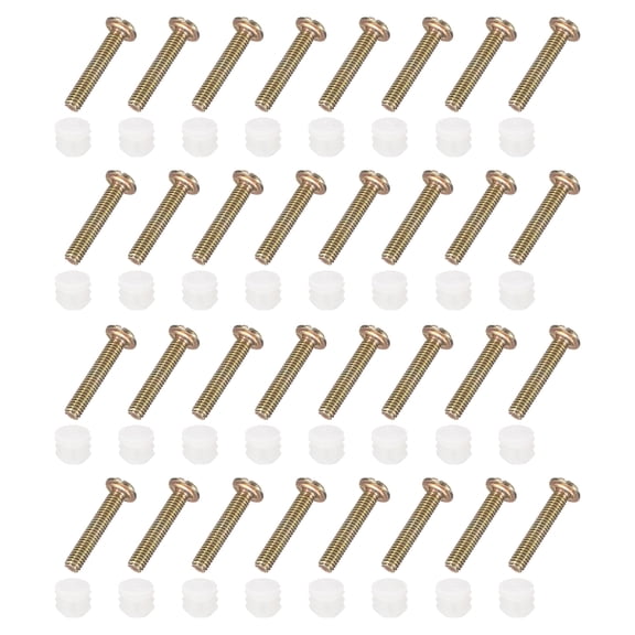 Uxcell 100 Pack Plastic Hinge Dowel Inserts, M4 x 8mm Furniture Pre-Inserted Nuts with Threaded with Metric Machine Screws, White