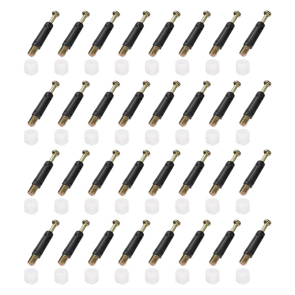 Uxcell 100 Pack Plastic Hinge Dowel Inserts, M6 x 10.5mm Furniture Pre-Inserted Nuts with Threaded Opening with Dowels Screws, White