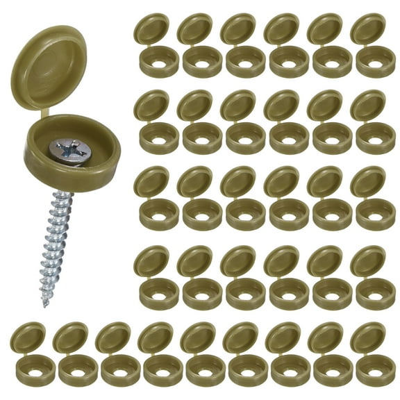 Uxcell 100-Pack Plastic Hinged Screw Covers Caps, 6mm Shutter Screws with Caps, Fold Screw Snap Covers, Washer Flip Screw Cover [Bronze]
