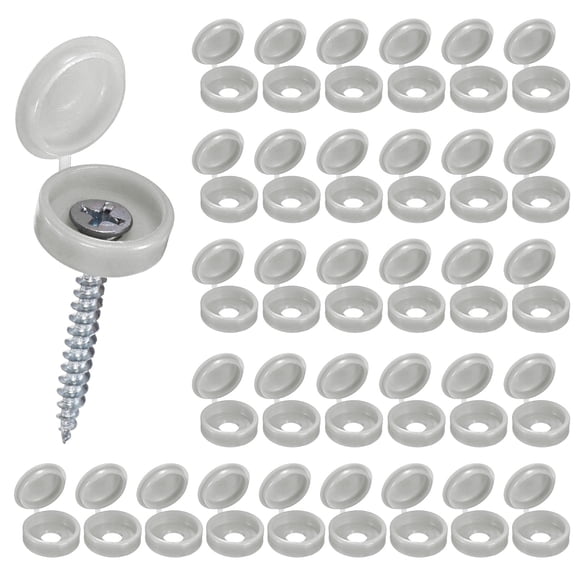 Uxcell 100-Pack Plastic Hinged Screw Covers Caps, 6mm Shutter Screws with Caps, Fold Screw Snap Covers, Washer Flip Screw Cover [Light Gray]