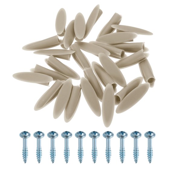 Uxcell 100 Pack Plastic Pocket Hole Plugs, 9mm Slant Hole Caps with Pocket Screws for Pocket Hole Jig Wood Working Tool Accessories, Khaki Gray