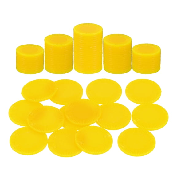 Uxcell 100 Pack Plastic Poker Chips, 0.9 Inch Mini Bingo Chips Learning Counters Counting Counters Disks Markers Opaque Game Tokens for Game Play Math Counting, Yellow, Pattern