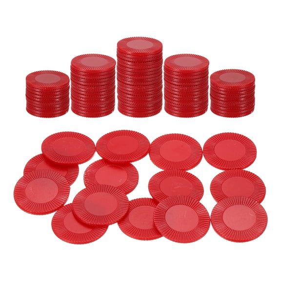 Uxcell 100 Pack Plastic Poker Chips, 0.9 Inch Mini Bingo Chips Learning Counters Counting Counters Disks Markers Opaque Game Tokens for Game Play Math Counting, Red, Pattern