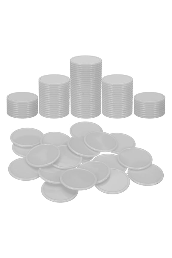 100 Pack Plastic Poker Chips, 1.5 Inch Learning Counters Counting Counters Disks Markers Opaque Game Tokens for Game Play Math Counting, Light Gray