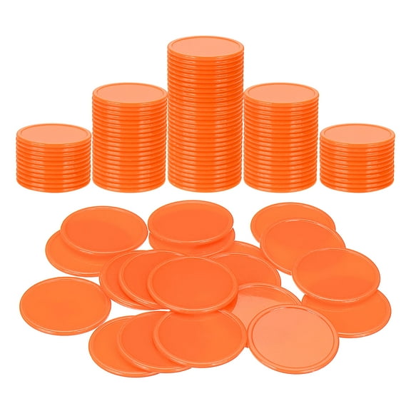 Uxcell 100 Pack Plastic Poker Chips, 1.5 Inch Learning Counters Counting Counters Disks Markers Opaque Game Tokens for Game Play Math Counting, Orange