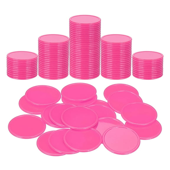 Uxcell 100 Pack Plastic Poker Chips, 1.5 Inch Learning Counters Counting Counters Disks Markers Opaque Game Tokens for Game Play Math Counting, Rose Red