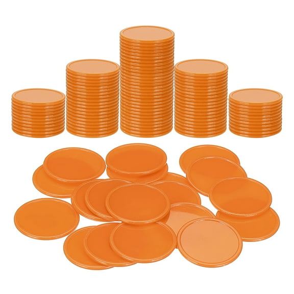 Uxcell 100 Pack Plastic Poker Chips, 1.5 Inch Learning Counters Counting Counters Disks Markers Opaque Game Tokens for Game Play Math Counting, Brown