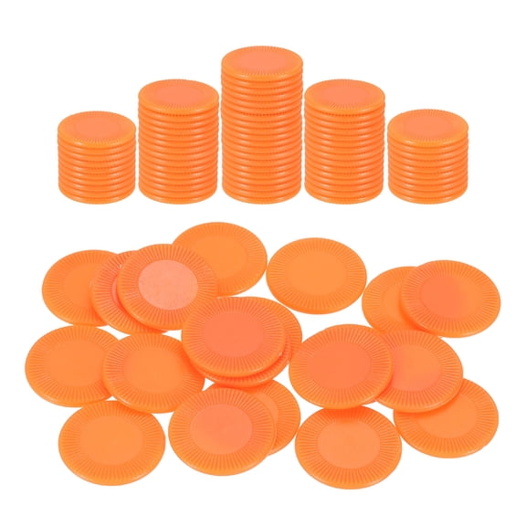 Uxcell 100 Pack Plastic Poker Chips, 1.5 Inch Mini Bingo Chips Learning Counters Counting Counters Disks Markers Opaque Game Tokens for Game Play Math Counting, Orange, Pattern