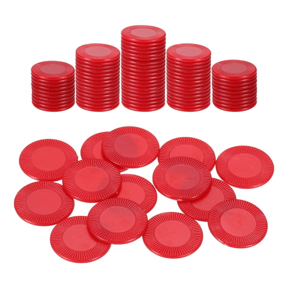 Uxcell 100 Pack Plastic Poker Chips, 1.5 Inch Mini Bingo Chips Learning Counters Counting Counters Disks Markers Opaque Game Tokens for Game Play Math Counting, Red, Pattern