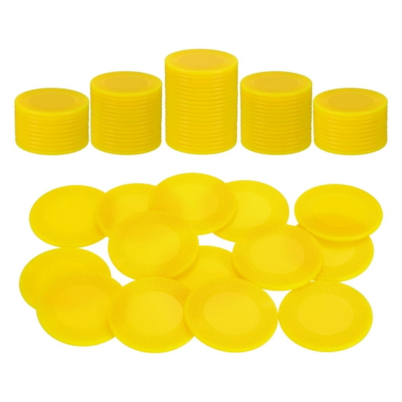 Uxcell 100 Pack Plastic Poker Chips, 1 Inch Mini Bingo Chips Learning Counters Counting Counters Disks Markers Opaque Game Tokens for Game Play Math Counting, Yellow, Pattern